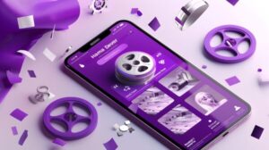 purple cell phone with purple color screen
